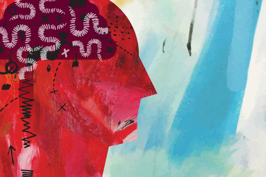 Illustration of a person with jumbled thoughts